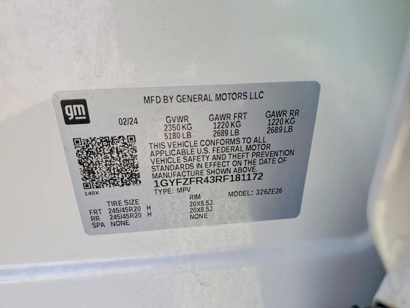49752976 :رقم المزاد ، 1GYFZFR43RF181172 vin ، 2024 Cadillac Xt4 مزاد بيع