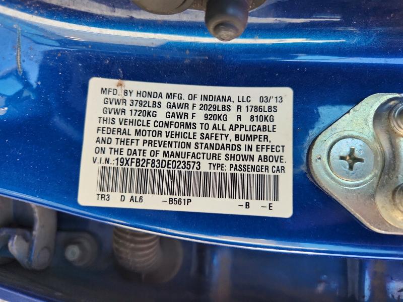 50699556 :رقم المزاد ، 19XFB2F83DE023573 vin ، 2013 Honda Civic مزاد بيع