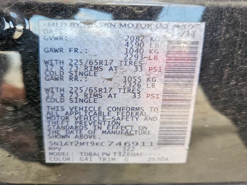 Aukcja sprzedaży 2019 Nissan Rogue, vin: 5N1AT2MT9KC746911, numer aukcji: 49400846