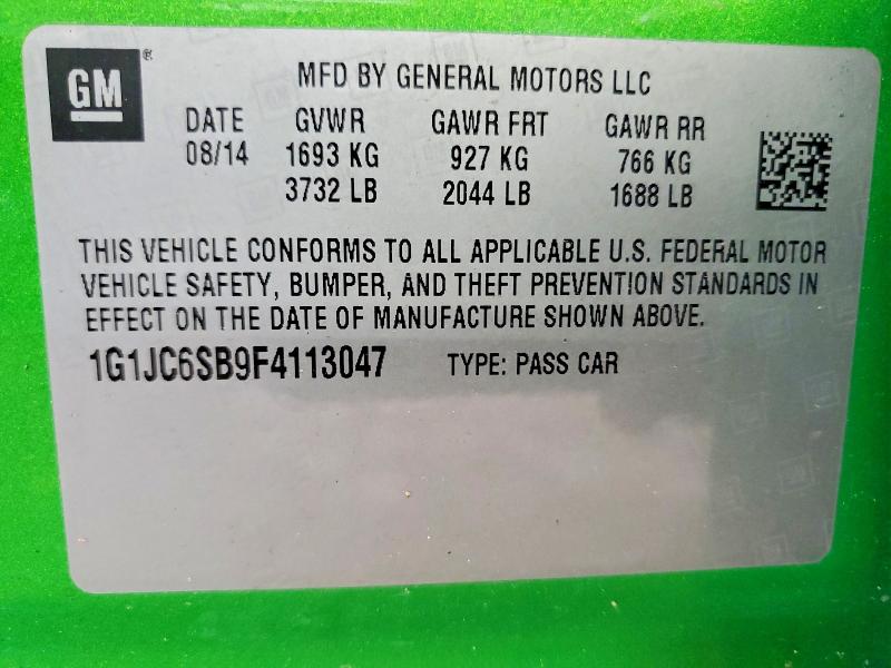 Продаж на аукціоні авто 2015 Chevrolet Sonic, vin: 1G1JC6SB9F4113047, номер лоту: 50651116