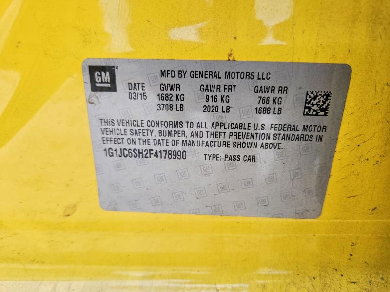Продаж на аукціоні авто 2015 Chevrolet Sonic, vin: 1G1JC6SH2F4178990, номер лоту: 50501116