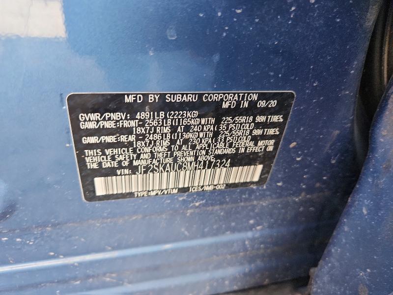 Aukcja sprzedaży 2021 Subaru Forester, vin: JF2SKAUC8MH417324, numer aukcji: 49776196