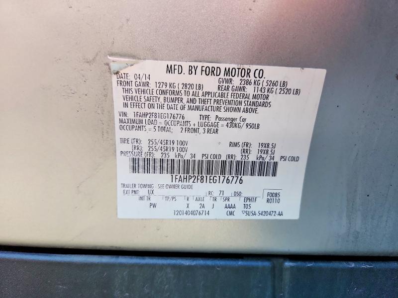 Auction sale of the 2014 Ford Taurus, vin: 1FAHP2F81EG176776, lot number: 51106236