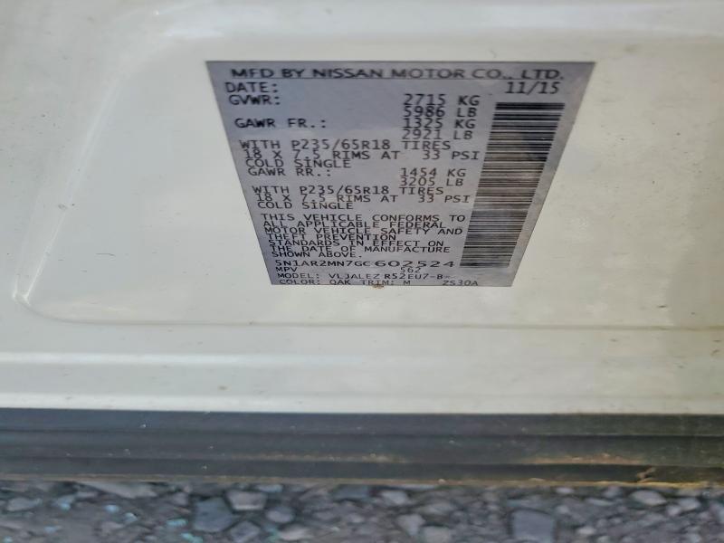 Aukcja sprzedaży 2016 Nissan Pathfinder, vin: 5N1AR2MN7GC602524, numer aukcji: 48953396