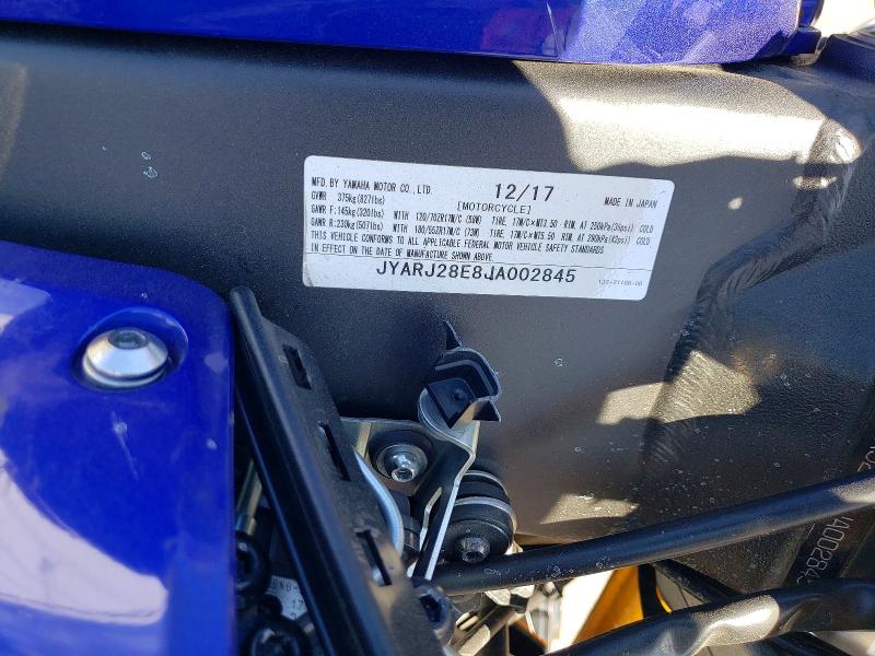 Продаж на аукціоні авто 2018 Yamaha Yzfr6, vin: JYARJ28E8JA002845, номер лоту: 50622976