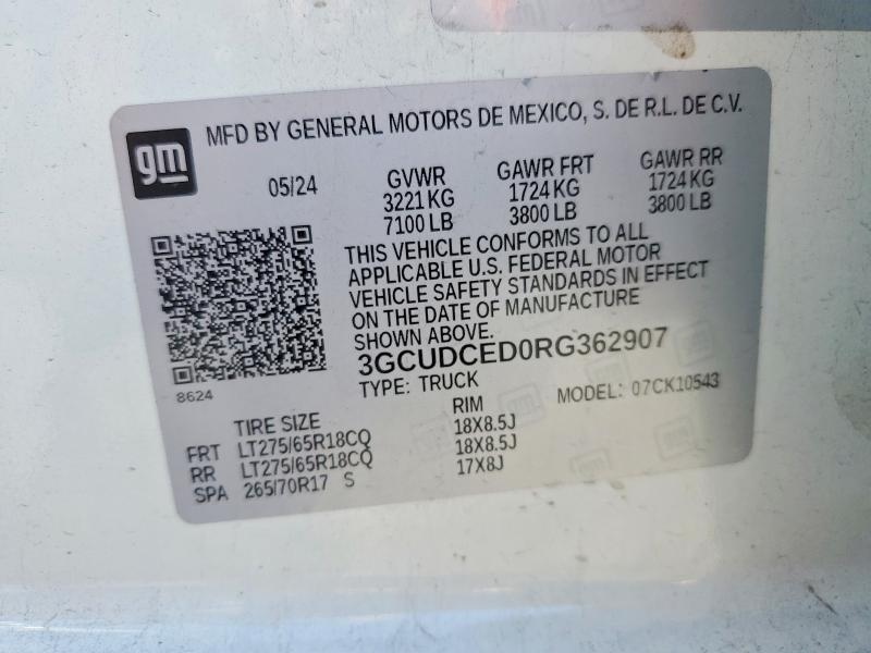 Продажа на аукционе авто 2024 Chevrolet Silverado, vin: 3GCUDCED0RG362907, номер лота: 50698306