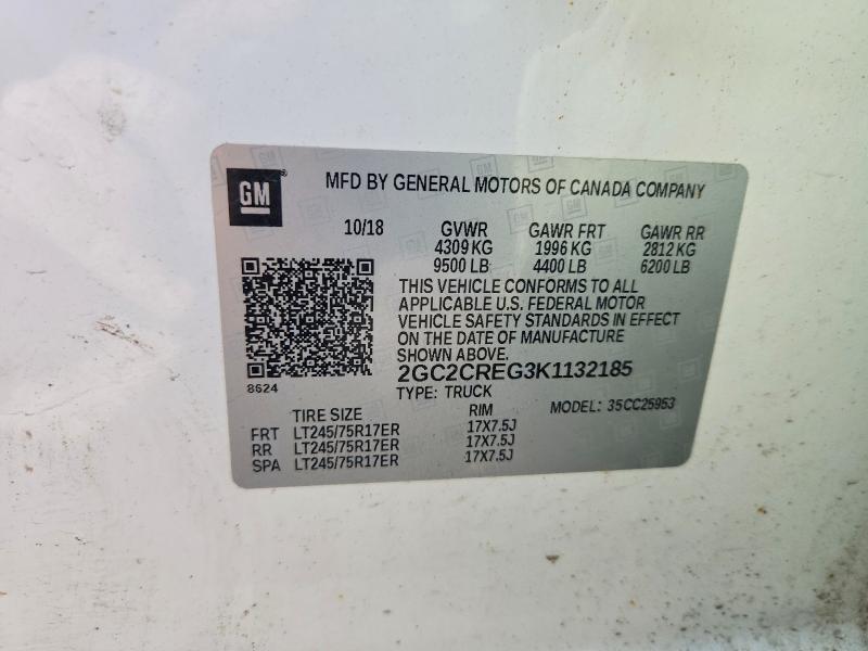 Продаж на аукціоні авто 2019 Chevrolet Silverado, vin: 2GC2CREG3K1132185, номер лоту: 54873636