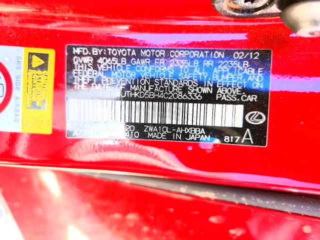 Продажа на аукционе авто 2012 Lexus Ct 200h, vin: JTHKD5BH4C2086336, номер лота: 49093446