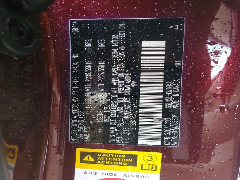 Продаж на аукціоні авто 2015 Lexus Rx 350, vin: 2T2BK1BA3FC276911, номер лоту: 48417936