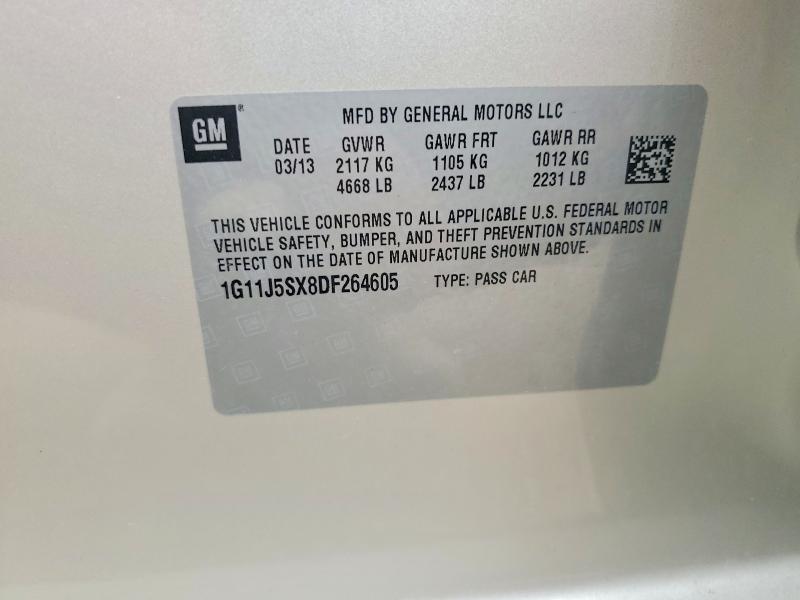 Продажа на аукционе авто 2013 Chevrolet Malibu, vin: 1G11J5SX8DF264605, номер лота: 51078426