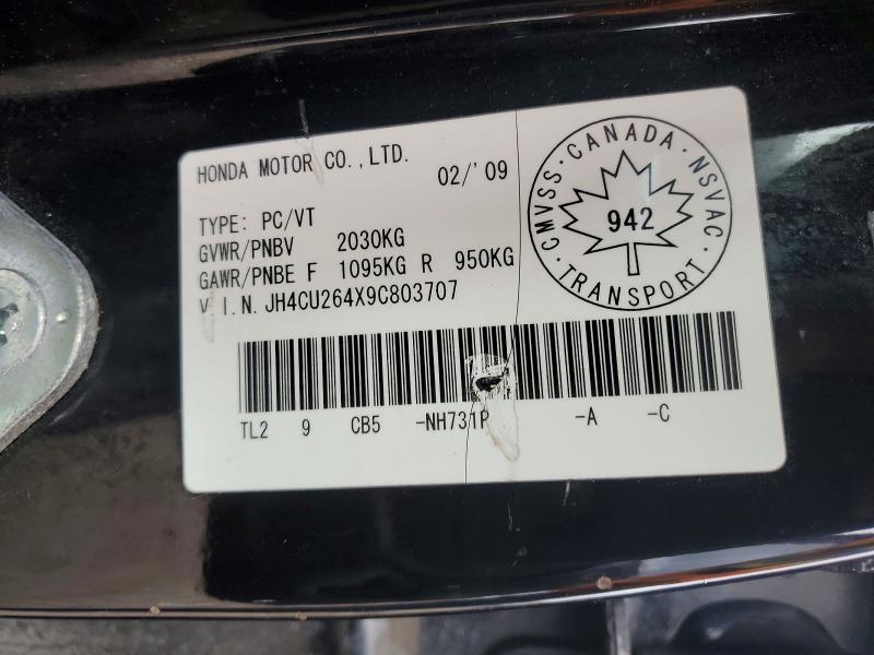 48248086 :رقم المزاد ، JH4CU264X9C803707 vin ، 2009 Acura Tsx مزاد بيع