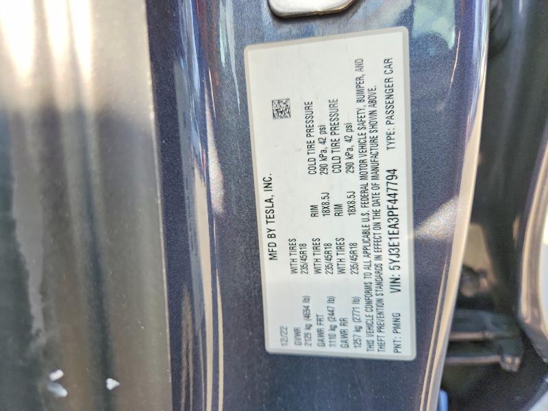 Продажа на аукционе авто 2023 Tesla Model 3, vin: 5YJ3E1EA3PF447794, номер лота: 50621646