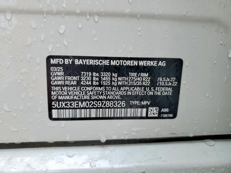 Aukcja sprzedaży 2025 Bmw X7, vin: 5UX33EM02S9Z88326, numer aukcji: 49820676