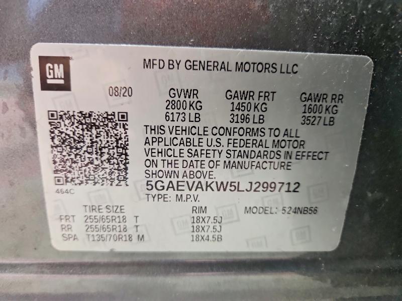 Aukcja sprzedaży 2020 Buick Enclave, vin: 5GAEVAKW5LJ299712, numer aukcji: 50655826