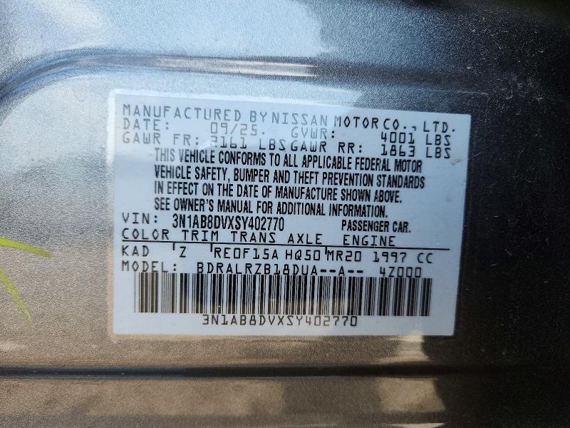 Auction sale of the 2025 Nissan Sentra, vin: 3N1AB8DVXSY402770, lot number: 49808066