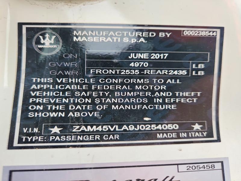 Продажа на аукционе авто 2018 Maserati Granturismo, vin: ZAM45VLA9J0254050, номер лота: 51950056