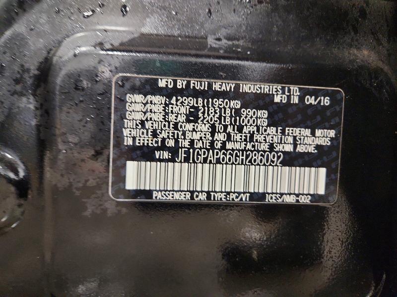 Aukcja sprzedaży 2016 Subaru Impreza, vin: JF1GPAP66GH286092, numer aukcji: 48496096