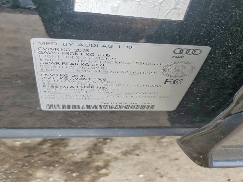 Продажа на аукционе авто 2017 Audi Sq5, vin: WA1VCAFP3HA079901, номер лота: 50920076