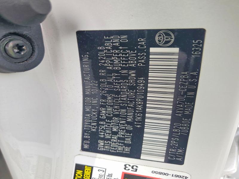 Продажа на аукционе авто 2023 Toyota Camry, vin: 4T1K61AK8PU109494, номер лота: 48994106