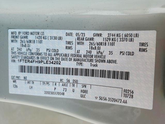 Продажа на аукционе авто 2023 Ford Ranger, vin: 1FTER4FH9PLE34202, номер лота: 50445526