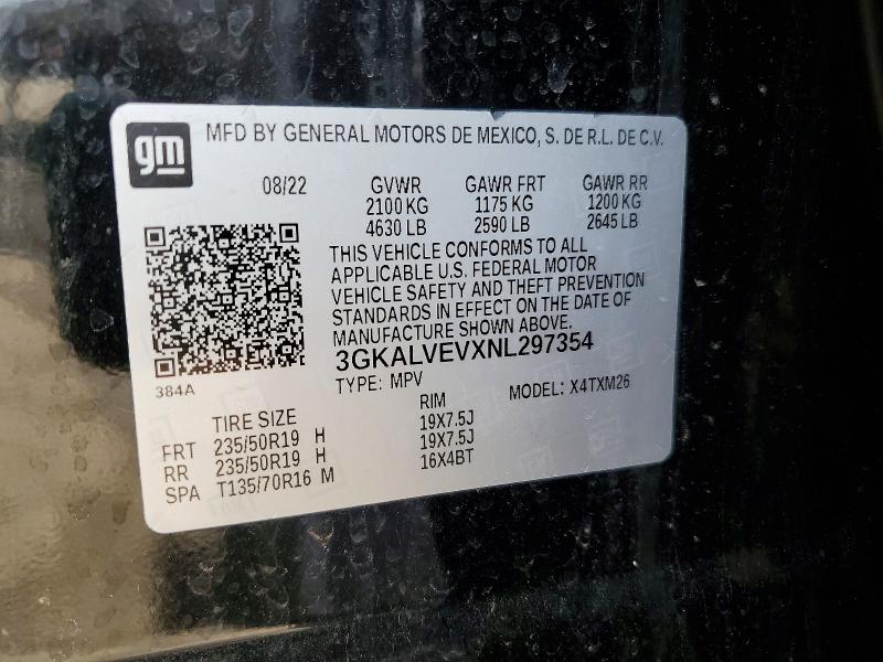 49605546 :رقم المزاد ، 3GKALVEVXNL297354 vin ، 2022 Gmc Terrain مزاد بيع