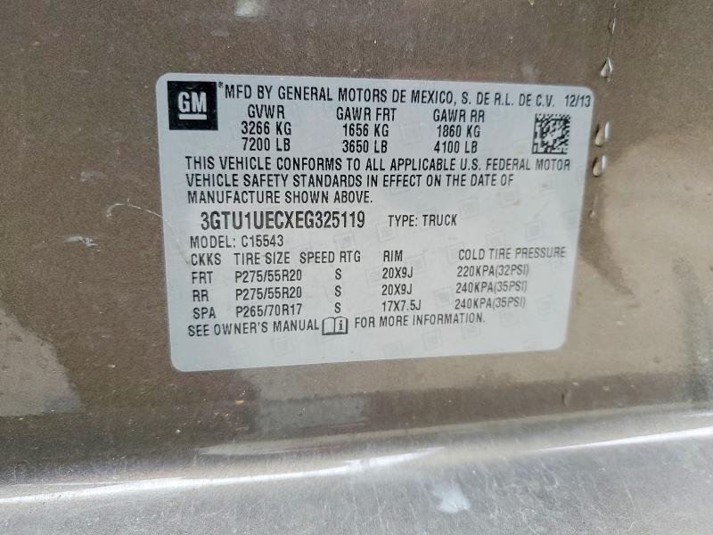 Auction sale of the 2014 Gmc Sierra, vin: 3GTU1UECXEG325119, lot number: 50386266
