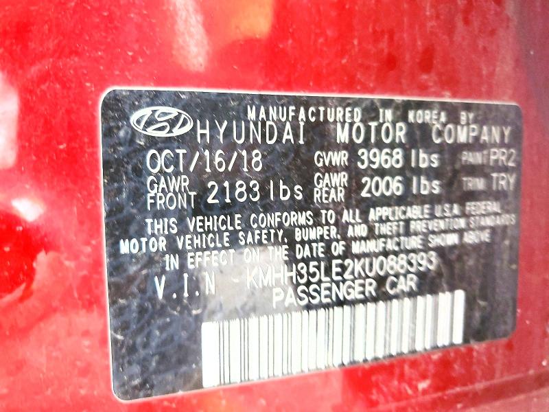 51173526 :رقم المزاد ، KMHH35LE2KU088393 vin ، 2019 Hyundai Elantra Gt مزاد بيع