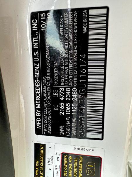 Продажа на аукционе авто 2016 Mercedes-benz C, vin: 55SWF4KB7GU116174, номер лота: 50338416
