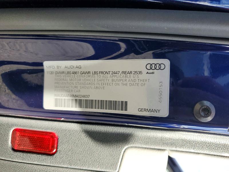 Продажа на аукционе авто 2021 Audi A4, vin: WAUDAAF46MA024637, номер лота: 49510596