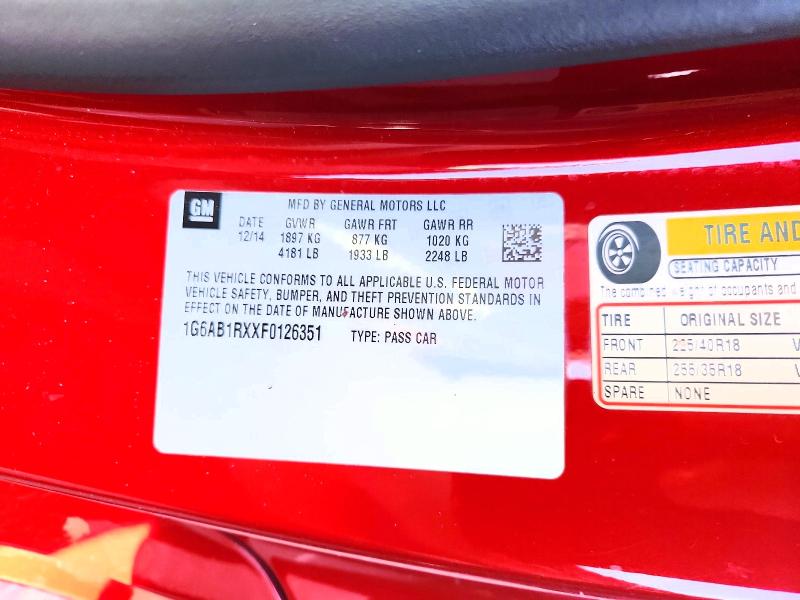 Auction sale of the 2015 Cadillac Ats, vin: 1G6AB1RXXF0126351, lot number: 48132226