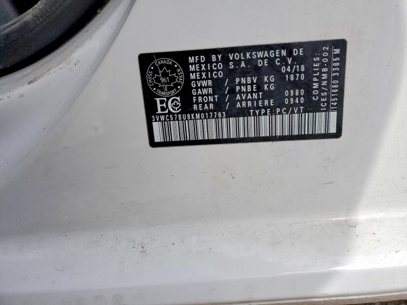 50574646 :رقم المزاد ، 3VWC57BU8KM017763 vin ، 2019 Volkswagen Jetta مزاد بيع