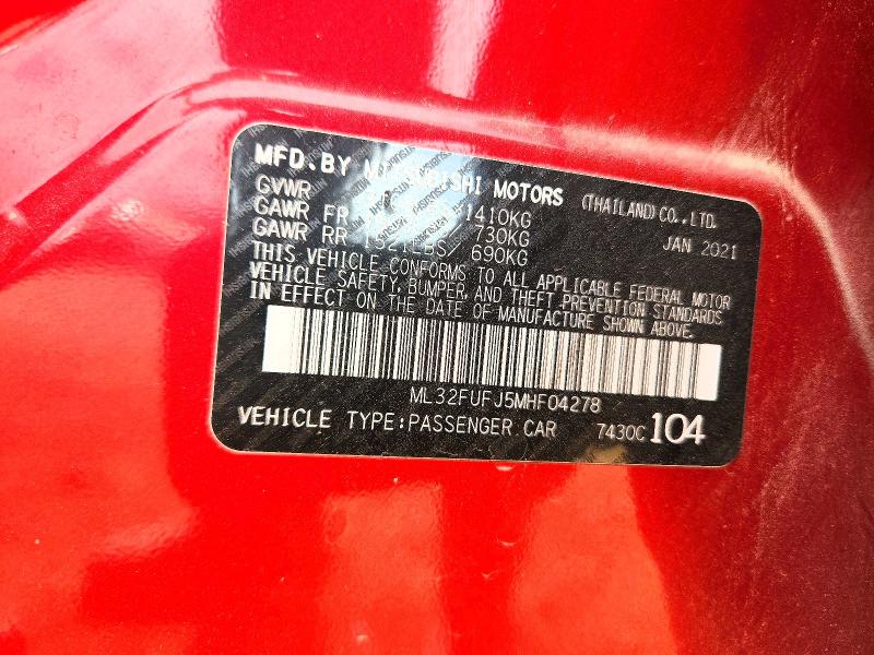 Aukcja sprzedaży 2021 Mitsubishi Mirage, vin: ML32FUFJ5MHF04278, numer aukcji: 48427546