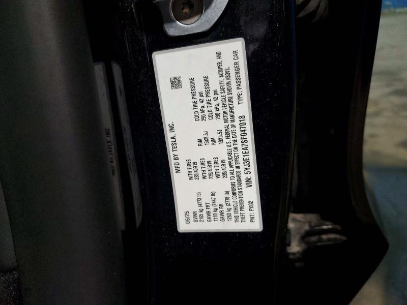 47085306 :رقم المزاد ، 5YJ3E1EA7SF047018 vin ، 2025 Tesla Model 3 مزاد بيع