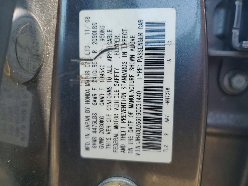 50913486 :رقم المزاد ، JH4CU26619C031440 vin ، 2009 Acura Tsx مزاد بيع