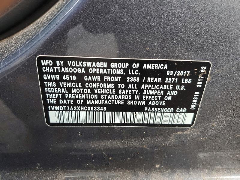 Продажа на аукционе авто 2017 Volkswagen Passat, vin: 1VWDT7A3XHC063348, номер лота: 50454866