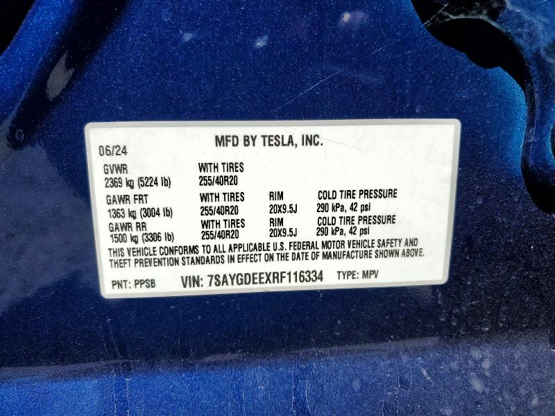 Продажа на аукционе авто 2024 Tesla Model Y, vin: 7SAYGDEEXRF116334, номер лота: 49146226