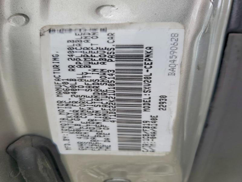 Aukcja sprzedaży 2001 Toyota Camry, vin: 4T1BG22K21U105143, numer aukcji: 48498306