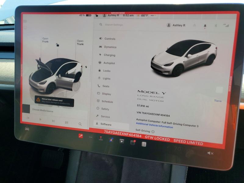 Продаж на аукціоні авто 2022 Tesla Model Y, vin: 7SAYGAEEXNF404184, номер лоту: 48545726