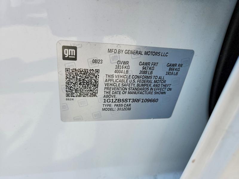 50660016 :رقم المزاد ، 1G1ZB5ST3RF109660 vin ، 2024 Chevrolet Malibu مزاد بيع