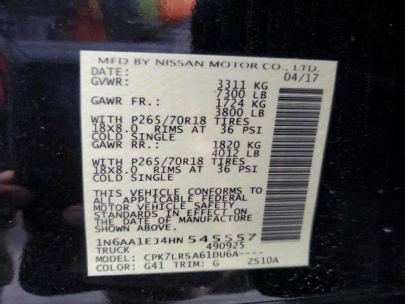 Продаж на аукціоні авто 2017 Nissan Titan, vin: 1N6AA1EJ4HN545557, номер лоту: 50274016