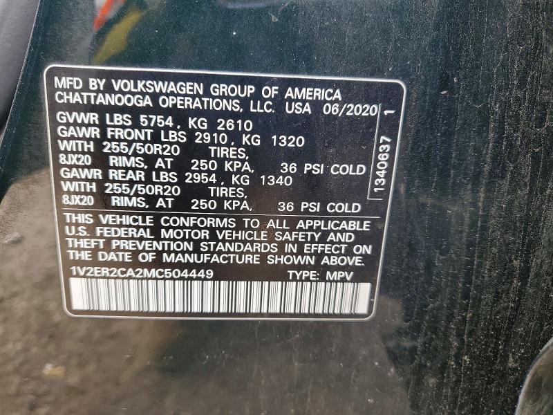 Aukcja sprzedaży 2021 Volkswagen Atlas, vin: 1V2ER2CA2MC504449, numer aukcji: 50787536