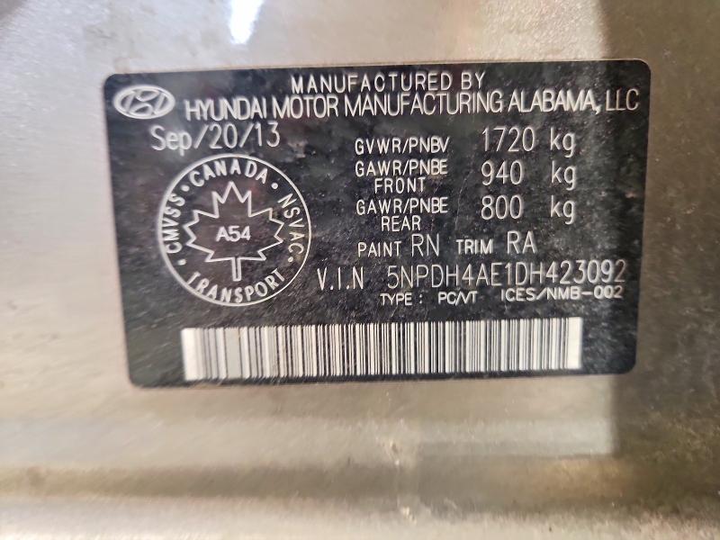 48200246 :رقم المزاد ، 5NPDH4AE1DH423092 vin ، 2013 Hyundai Elantra مزاد بيع