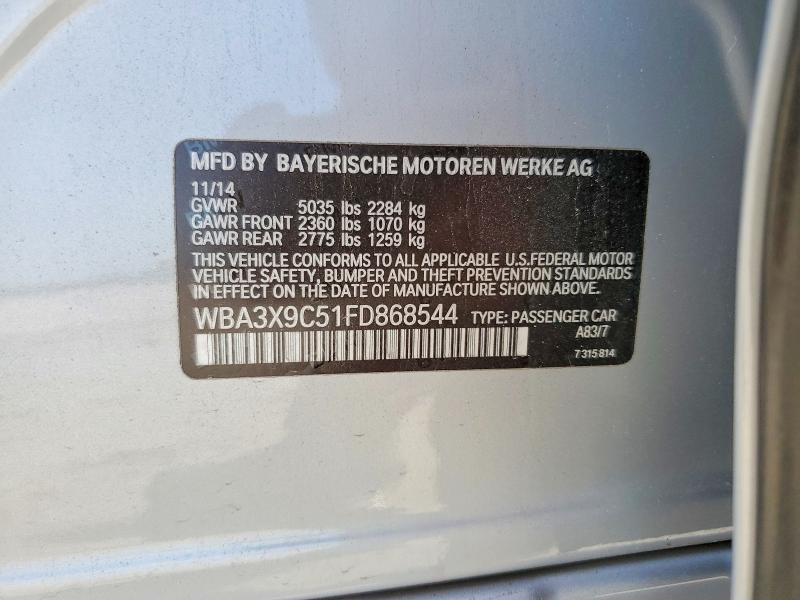 2015 Bmw 335 მანქანა იყიდება აუქციონზე, vin: WBA3X9C51FD868544, აუქციონის ნომერი: 51139906