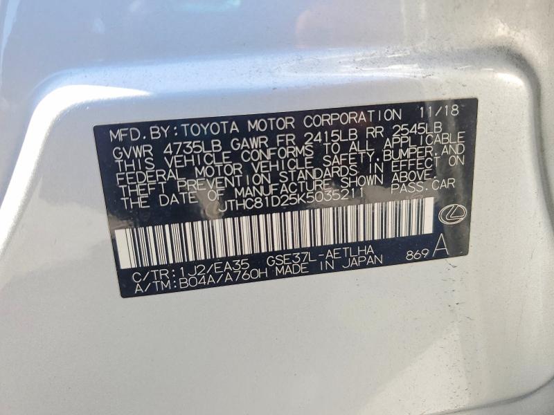 Aukcja sprzedaży 2019 Lexus Is, vin: JTHC81D25K5035211, numer aukcji: 51366276