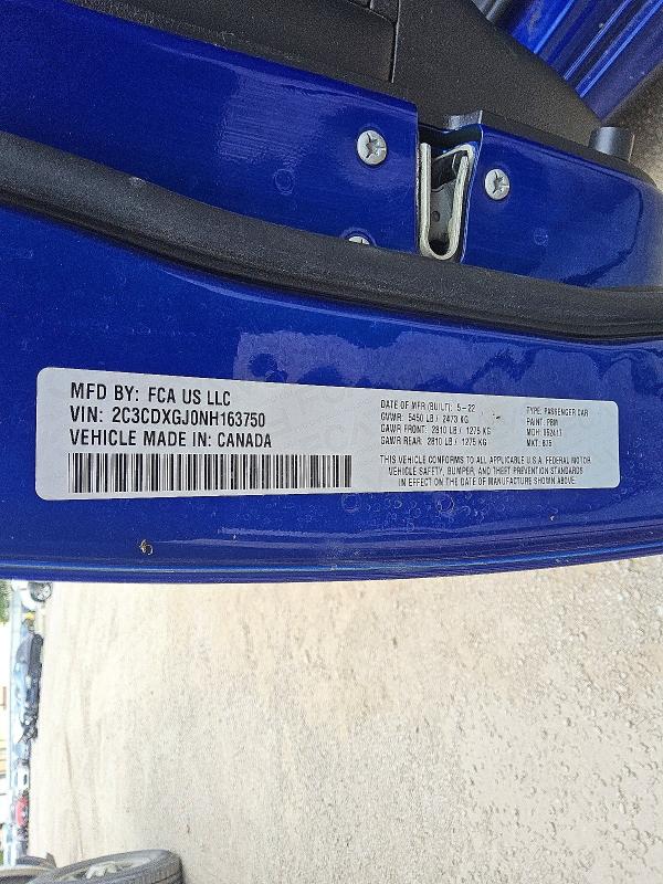 50684266 :رقم المزاد ، 2C3CDXGJ0NH163750 vin ، 2022 Dodge Charger مزاد بيع