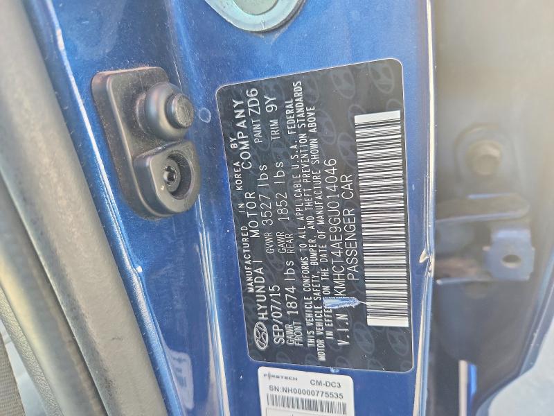 50145966 :رقم المزاد ، KMHCT4AE9GU014046 vin ، 2016 Hyundai Accent مزاد بيع