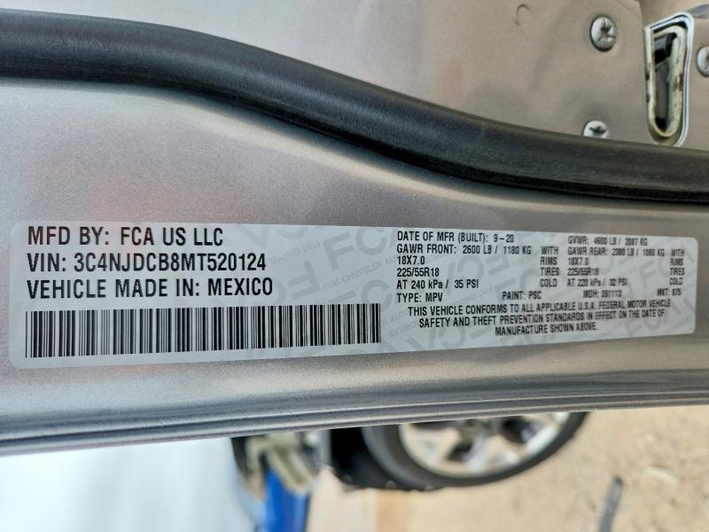 2021 Jeep Compass მანქანა იყიდება აუქციონზე, vin: 3C4NJDCB8MT520124, აუქციონის ნომერი: 50301026