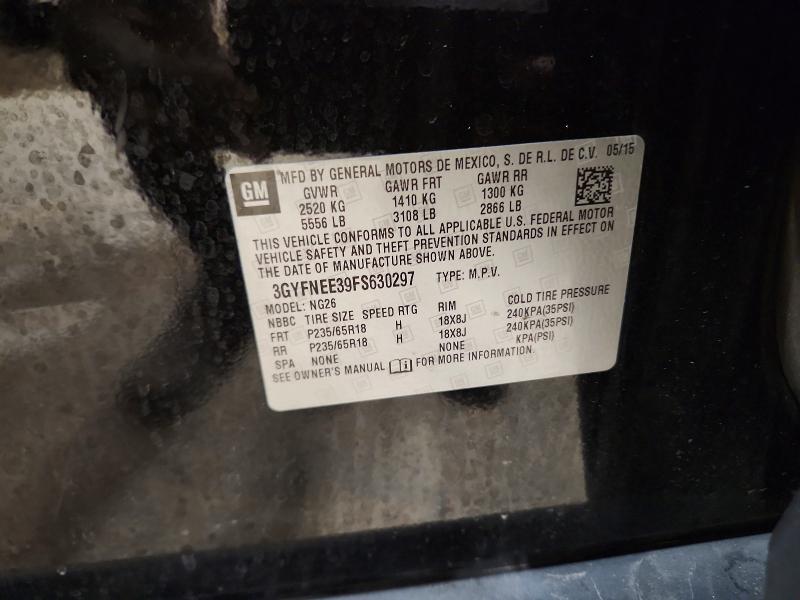 47641586 :رقم المزاد ، 3GYFNEE39FS630297 vin ، 2015 Cadillac Srx مزاد بيع