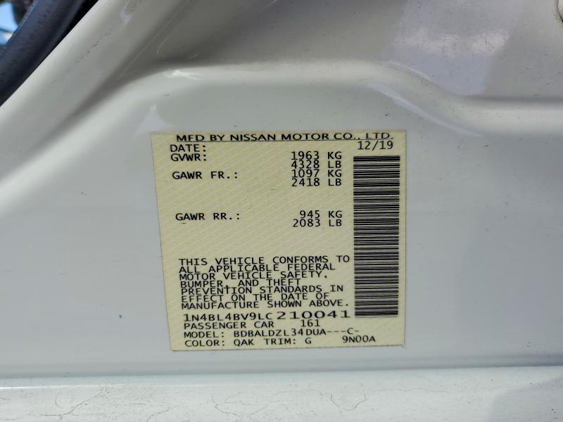 Auction sale of the 2020 Nissan Altima, vin: 1N4BL4BV9LC210041, lot number: 51337166