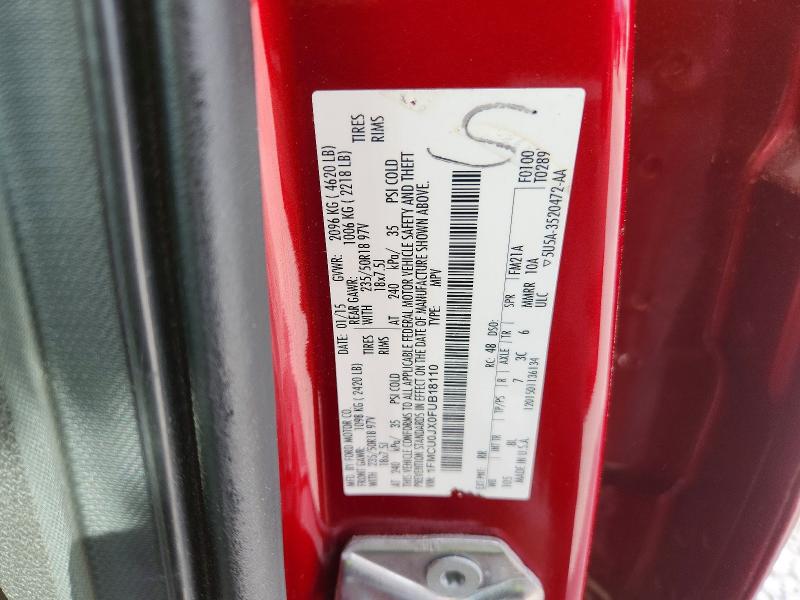 49760076 :رقم المزاد ، 1FMCU0JX0FUB18110 vin ، 2015 Ford Escape مزاد بيع